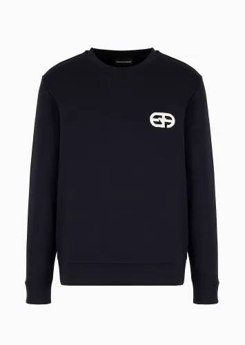 Double-jersey sweatshirt with embossed embroidered EA logo