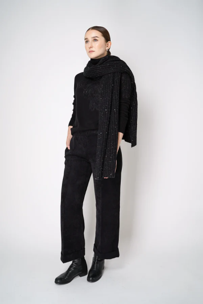 D. Exterior Knit Cashmere Turtleneck Pullover with Embroidery