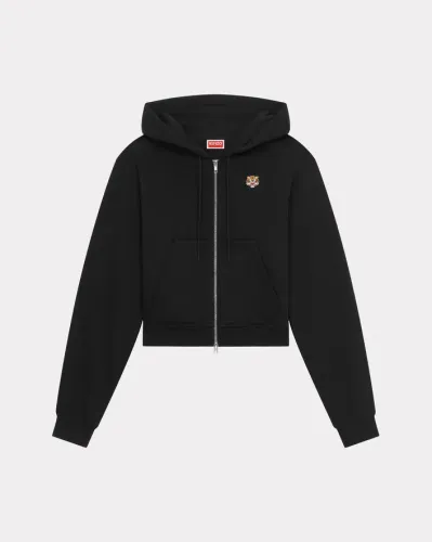 Lucky Tiger' embroidered zip-up hoodie