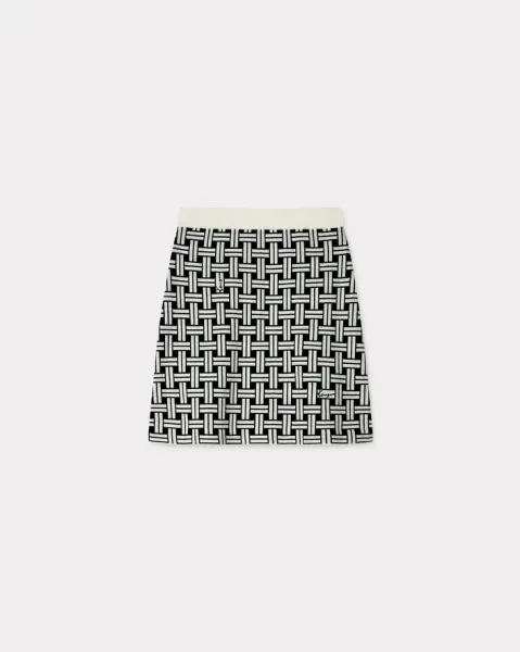 'KENZO Weave' jacquard skirt in cotton and wool