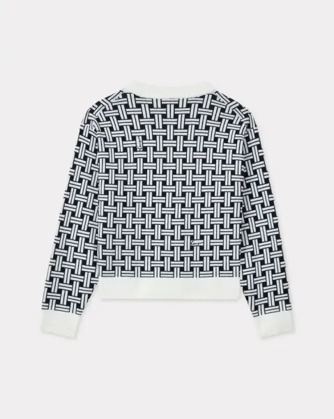 KENZO Weave' jacquard cardigan in cotton and wool