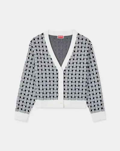 KENZO Weave' jacquard cardigan in cotton and wool