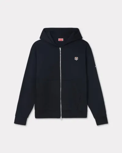 'Lucky Tiger' embroidered zip-up hoodie