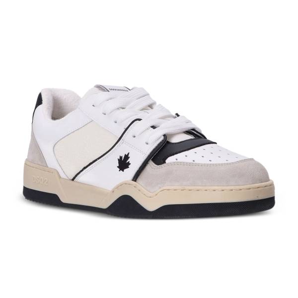 DSQUARED2 Spiker Leaf-Embroidered Leather Sneakers