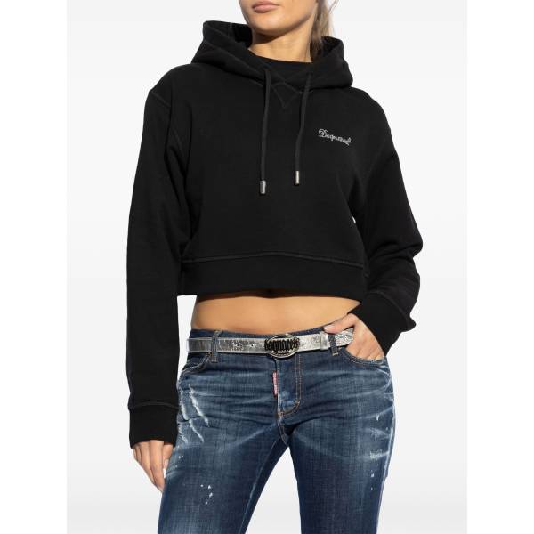 DSQUARED2 Rhinestone-Logo Cropped Hoodie