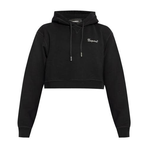 DSQUARED2 Rhinestone-Logo Cropped Hoodie