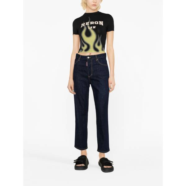 DSQUARED2 Logo-Patch Straight-Leg Jeans