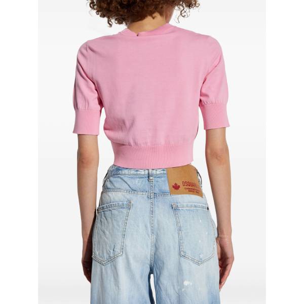 DSQUARED2 Logo-Appliqué Cropped Knitted Top