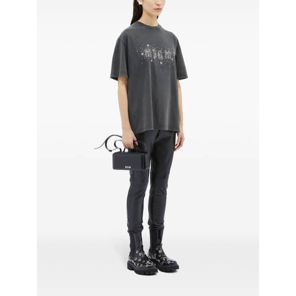 MSGM Studded-Logo Faded T-Shirt