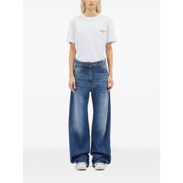 MSGM Logo-Appliqué Wide-Leg Jeans