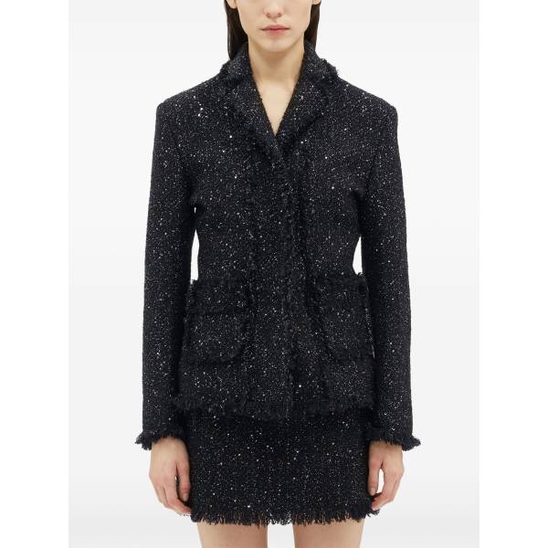 MSGM Single-Breasted Bouclé Blazer