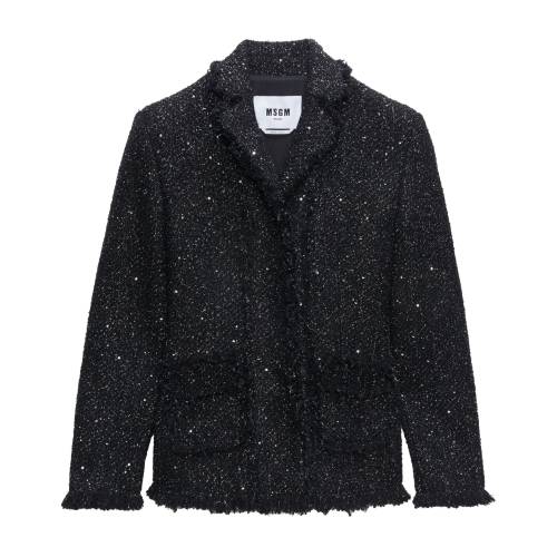 MSGM Single-Breasted Bouclé Blazer