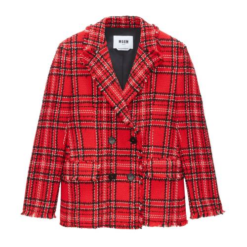 MSGM Check Double-Breasted Blazer