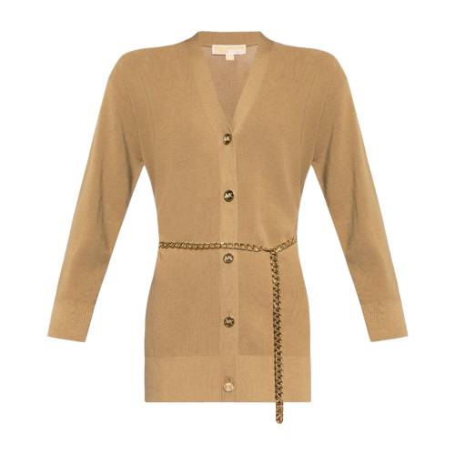 Michael Kors Chain Belted Long Cardigan