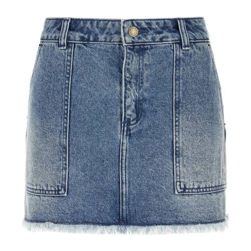 Michael Kors Frayed Denim Mini Skirt